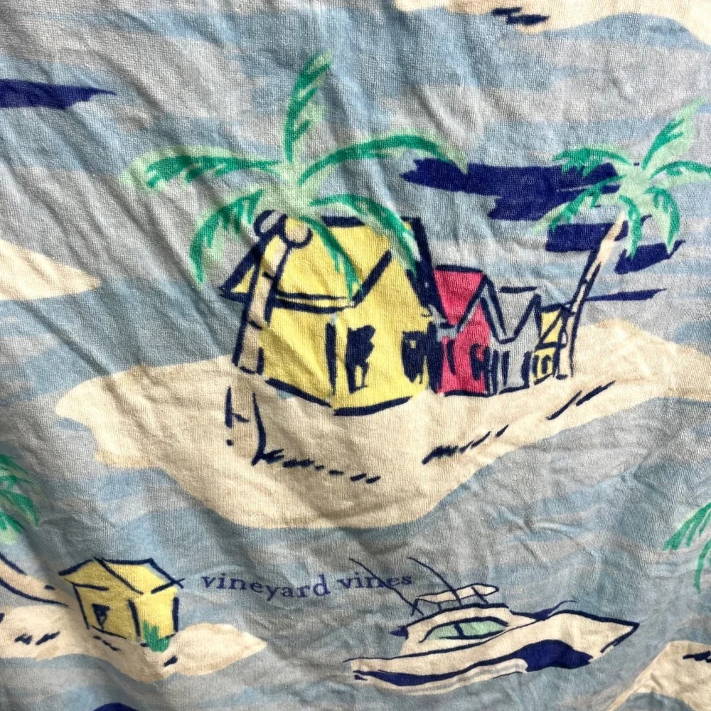 Vineyard Vines for Target Blue Island Scene Print Round Beach Towel 60
